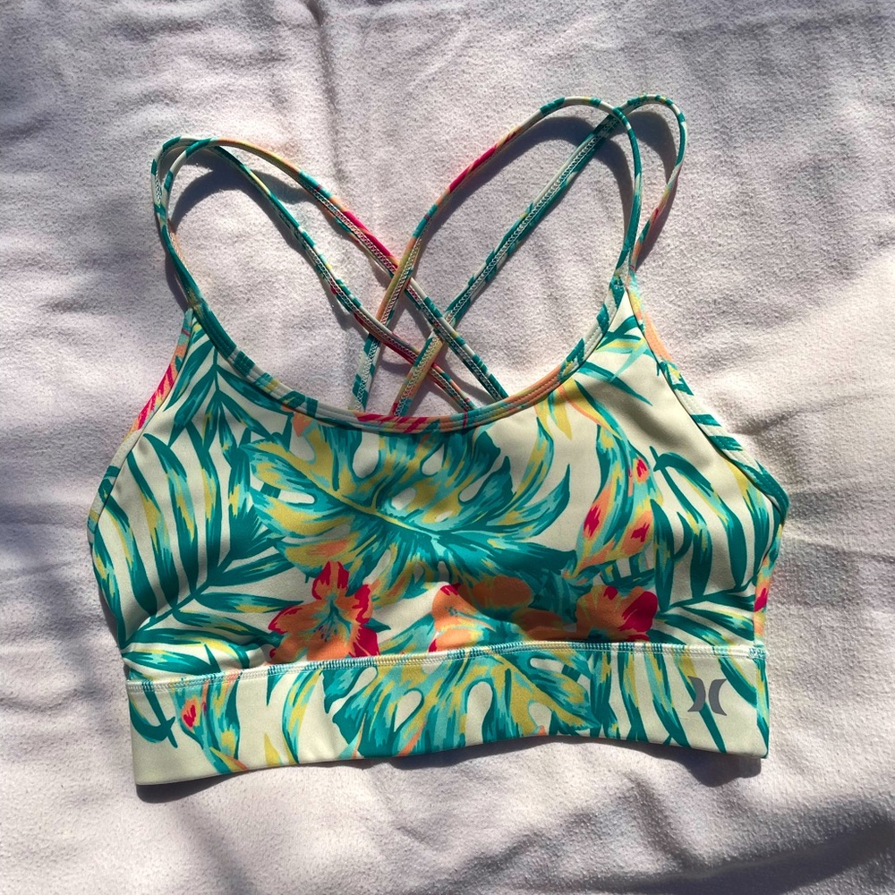 NWOT Hurley hawaiian garden medium impact sports bra small